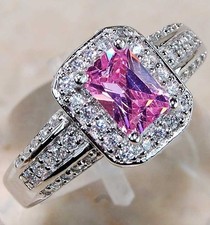 1CT Treated Pink Sapphire Topaz 925 Solid Sterling Silver Ring Sz 7 MK1-4