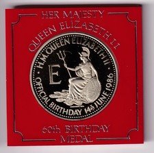 GREAT BRITAIN: 1986 QUEEN ELIZABETH II 60th BIRTHDAY MEDALLION  #5027