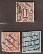 HAMBURG  2-4, Ausgabe 1859, 3 sch&ouml;n St&uuml;cke, sauber gestempelt, 400,-&euro;