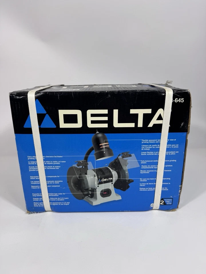 "Amoladora de sobremesa Delta 6"" modelo 23-645 - 3450 RPM 120V 2.5A 60Hz con lámpara NUEVA" Foto 4 de 4