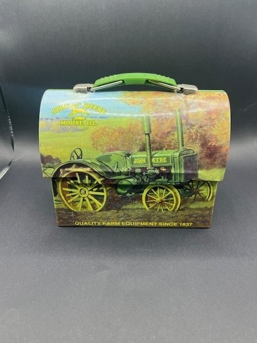 Collectible John Deere Green Tractor Small Tin Box Lunch or Trinket Box