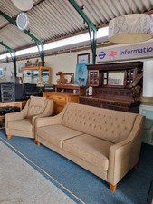Multiyork Sofa, Armchair and Foot Stool In A Tweed Fabric