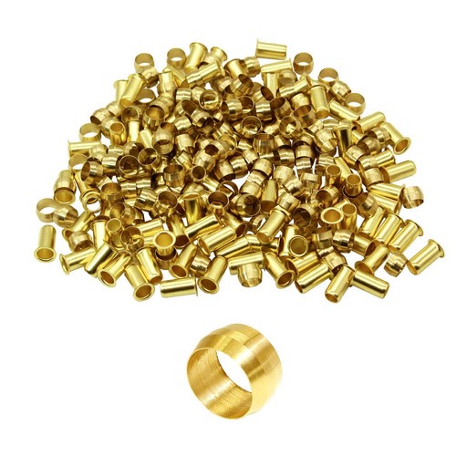 Brass Compression Fitting Sleeve Ferrules 3/8 Inch Tube OD 40 PCS Pack Kit