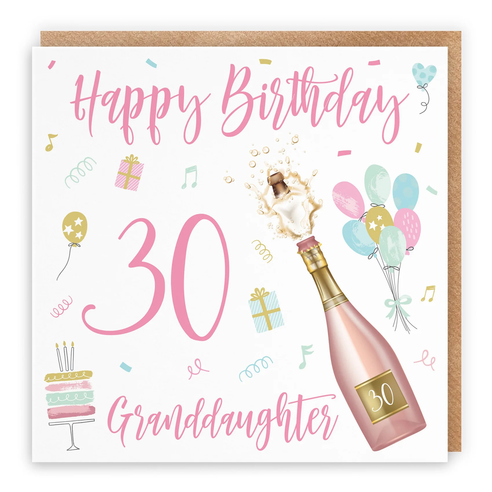30th Granddaughter Birthday Card Champagne
