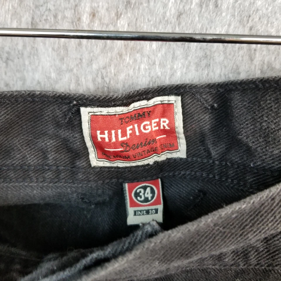 Jeans Tommy Hilfiger Vintage Carpintero Negro 34 x 30 Calce Suelto Denim Suelto Patín Foto 3 de 4