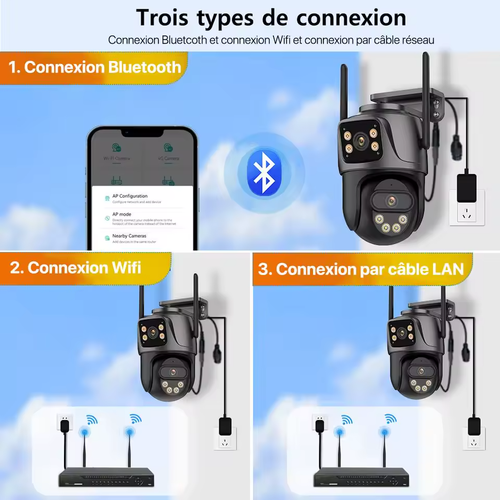 Camera Surveillance WiFi Exterieure, 360 PTZ 4k 8mp sans Fil vision nocturne - Afbeelding 4 van 12