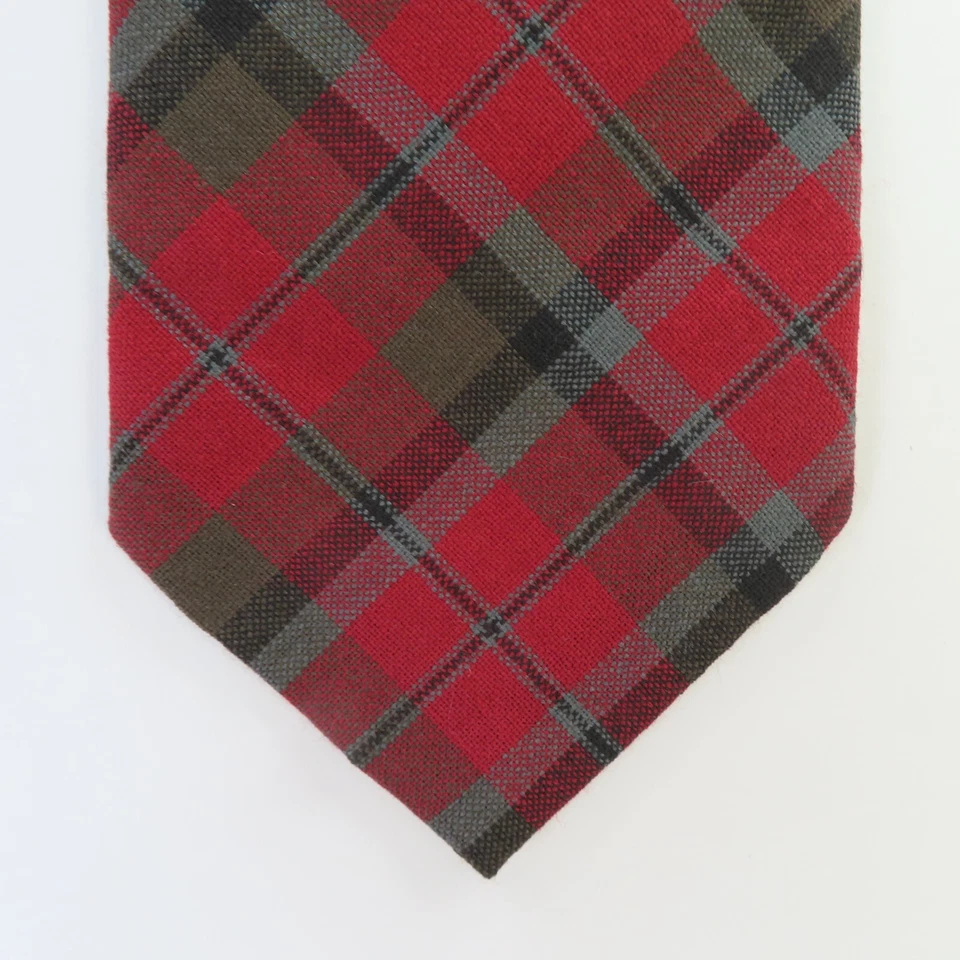 Ralph Lauren Polo Corbata Rojo Verde Lana a Cuadros 3.5" 56" EE. UU. Hecho a Mano Foto 2 de 4