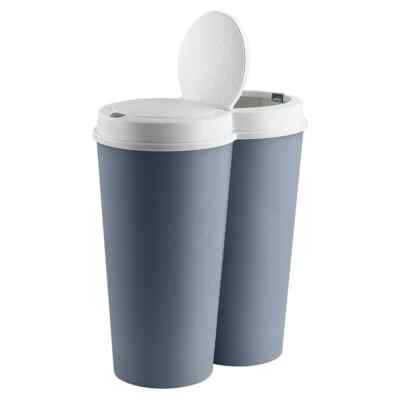 2-Wege Dual Küchenwanne Abfall & Recycling 50L (2x25L) Druckknopf Automatik Blau