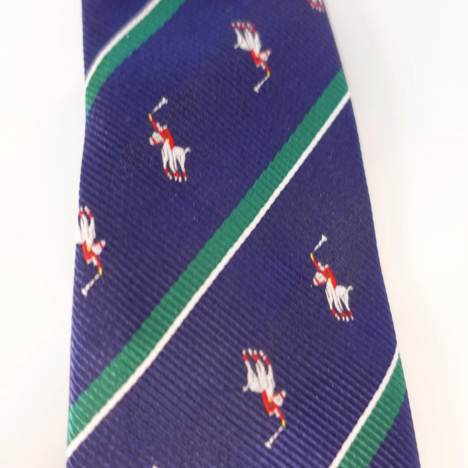 Corbata Polo Repp Rayas Niño Azul Verde Animal Caballo Ecuestre Traje Corbata Pre Corbata Foto 4 de 4