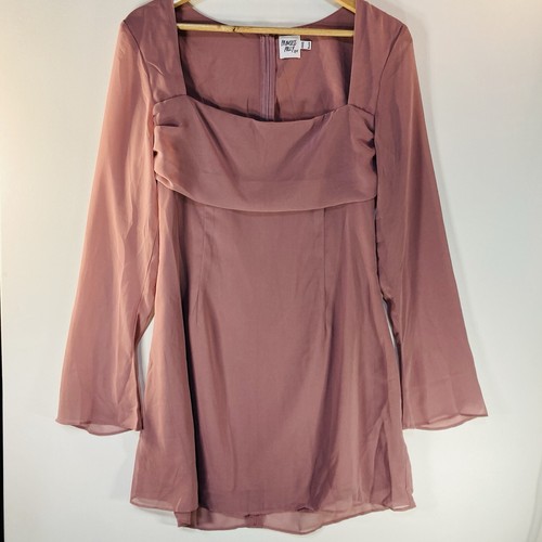 Princess Polly womens Dusty Pink mini dress Size 12 Long Sleeve Lined Zip - Picture 6 of 14