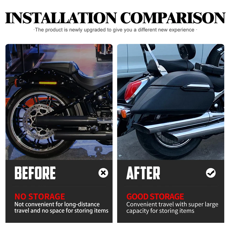 Motorcycle Hard Luggage Bag Universal Saddlebags For Harley Yamaha Honda Cruiser - Image 3 of 4