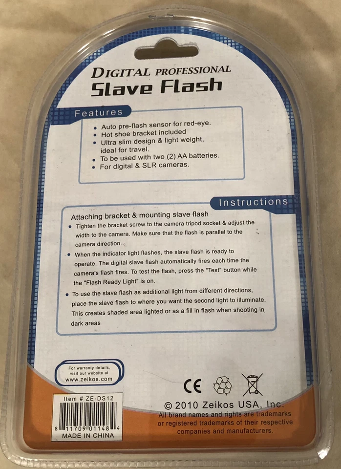 Flash esclavo digital Zeikos ZE-DS12 con soporte funciona con todas las cámaras digitales y SLR Foto 2 de 2