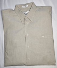 Mens Enro Long Sleeved Tan Button Front Shirt Size 17 34-35 - EUC