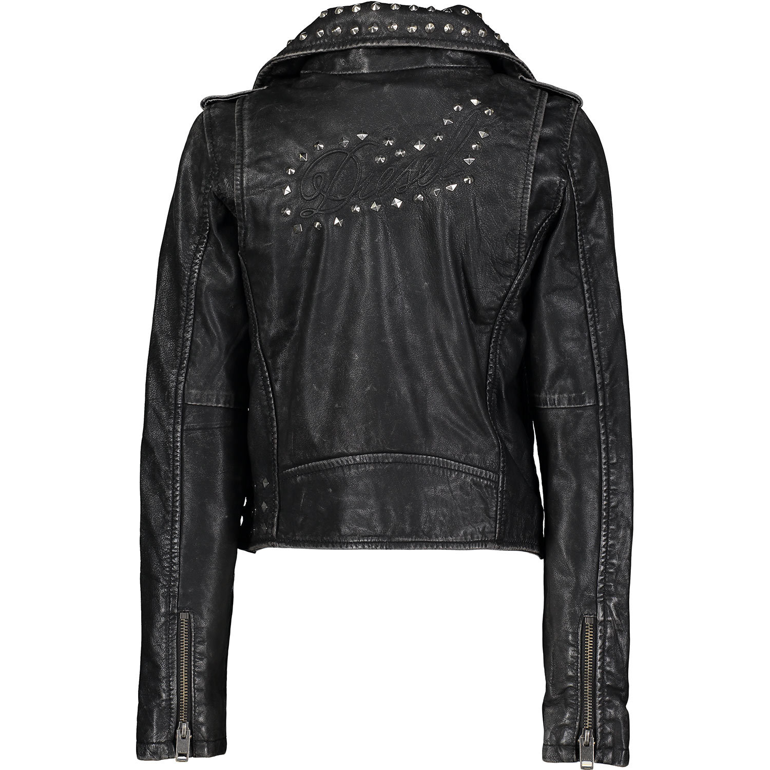 DIESEL Black Leather Studded Jacket Size 8 years image 2