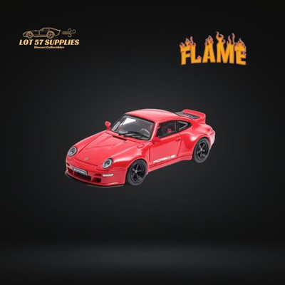 Flame Model Porsche 911 Gunther Werks 400R Solan Red With Box+Display Case 1:64