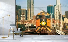 3D Train Buildings G245 Transport Wallpaper Mural Self-adhesive Removable Wendy