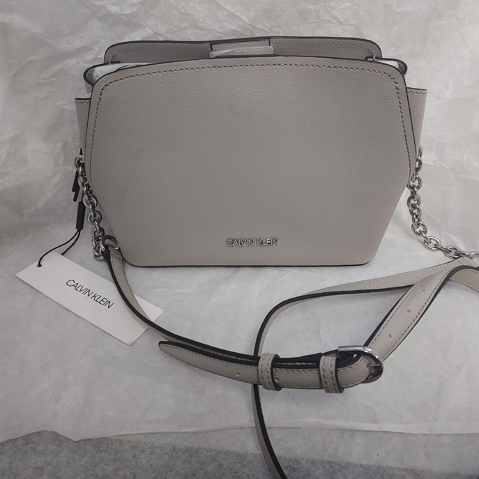 Calvin Klein Hailey Faux Leather Crossbody Bag Purse Handbag in Faw
