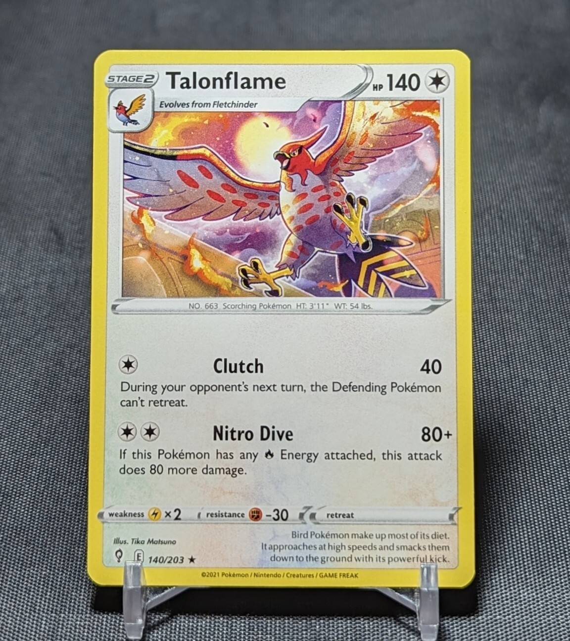 Talonflame Regular Rare Colorless 2021 EVOLVING SKIES Pokemon TCG Card 140/203