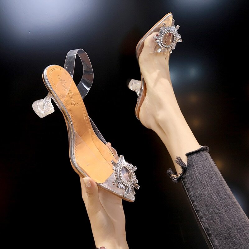 Luxury Transparent Pointed Toe High Heel Pumps for Women