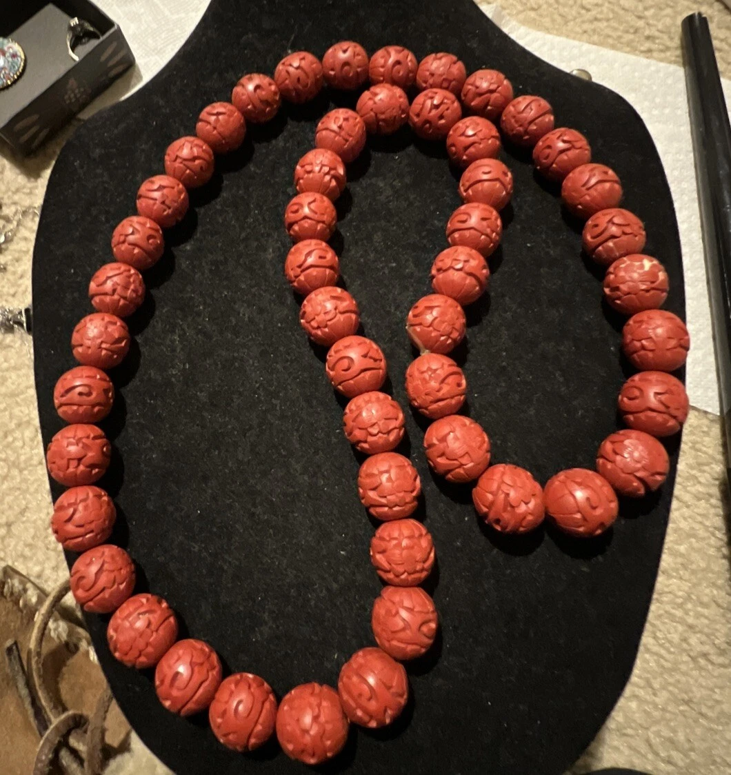 Long Vintage Vivid Orange Plastic Resin Beaded Necklace Big Beads - Etsy