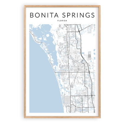 Bonita Springs Florida Map Print Unframed, Florida Map Print, City Map Print