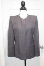 Rare Vintage DVF Diane Von Furstenberg Wool Blend Blazer Gray Jacket Size 8