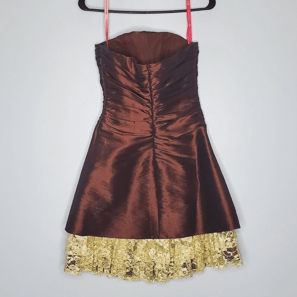 Maggie Sottero 2 Flirt Dress Brown Satin Tan Lace… - image 4