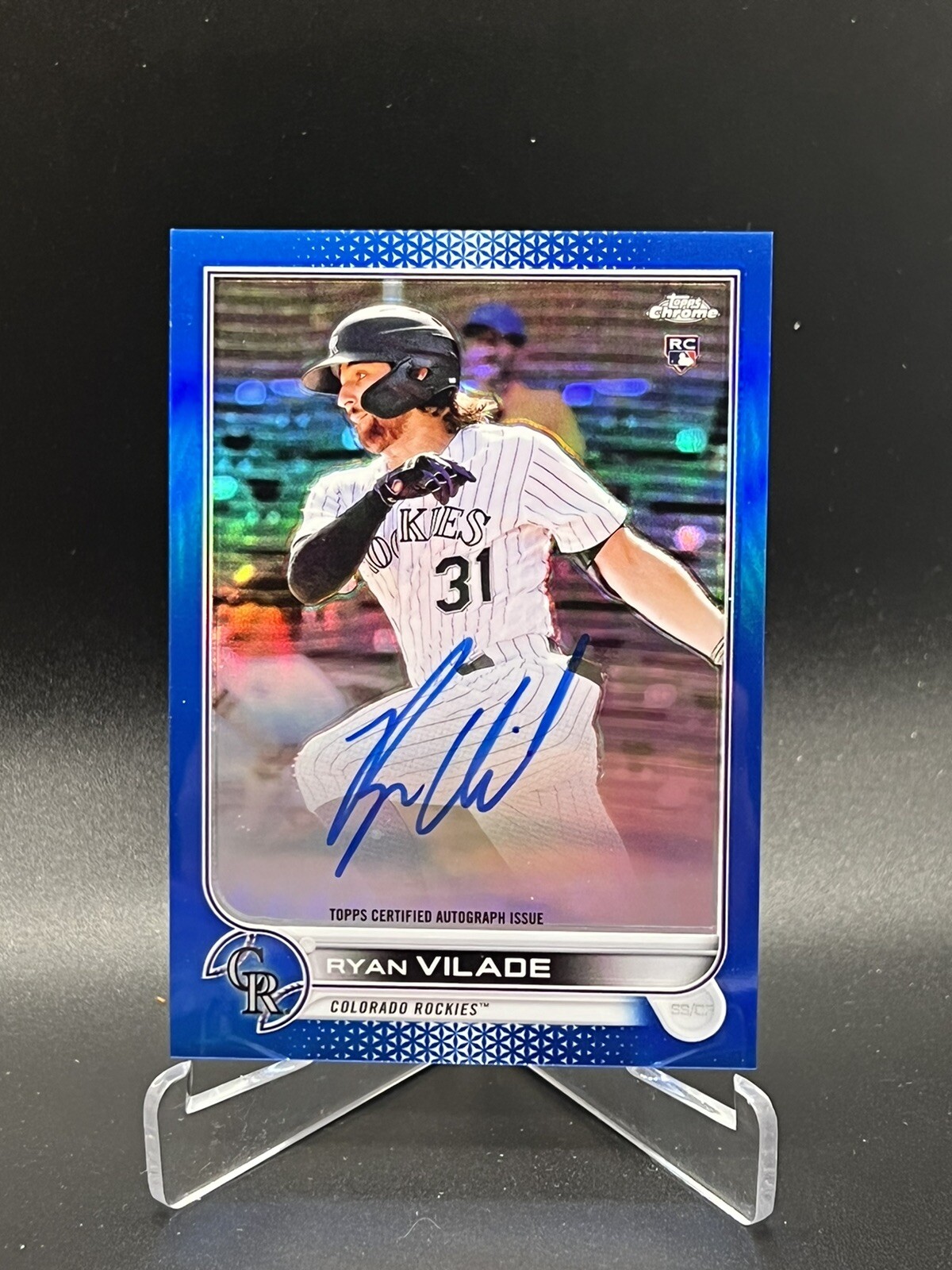 2022 Topps Chrome Blue Refractor Rookie Auto #RA-RV Ryan Vilade /150 - Rockies
