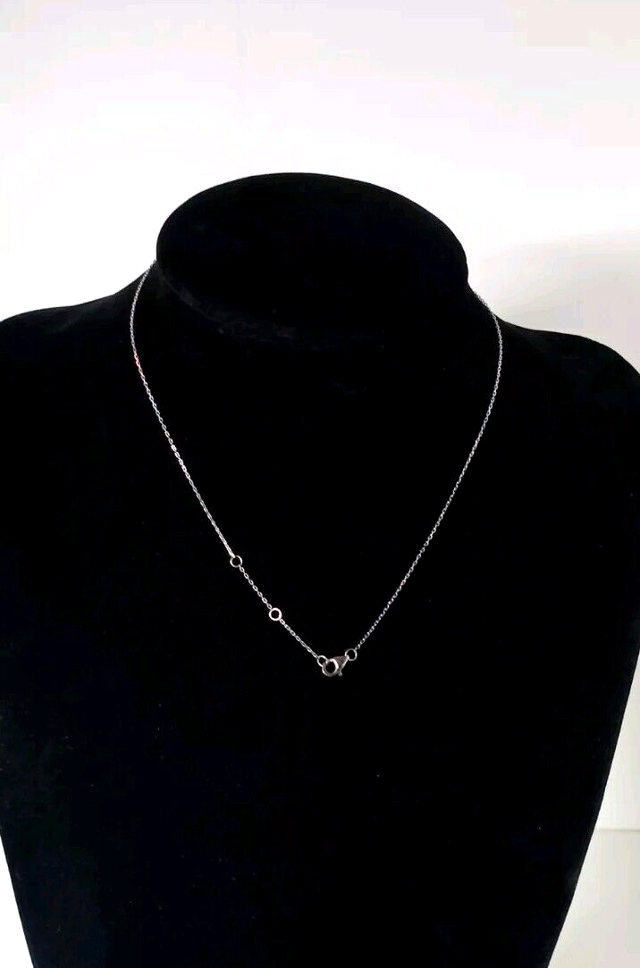 Collier Argent 925 Avec Pendentif Saphir Synthétique Bleu Clair Et Zirconiums, Longueur 41-45 Cm, Occasion
