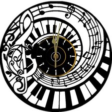 Orologio in vinile da parete MUSICA CHIAVE DI VIOLINO PIANOFORTE REGALO LP 33