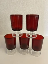 Arcoroc France Luminarc ~ Ruby Red ~ Cocktail Glasses ~Set of 5 ~ 4"