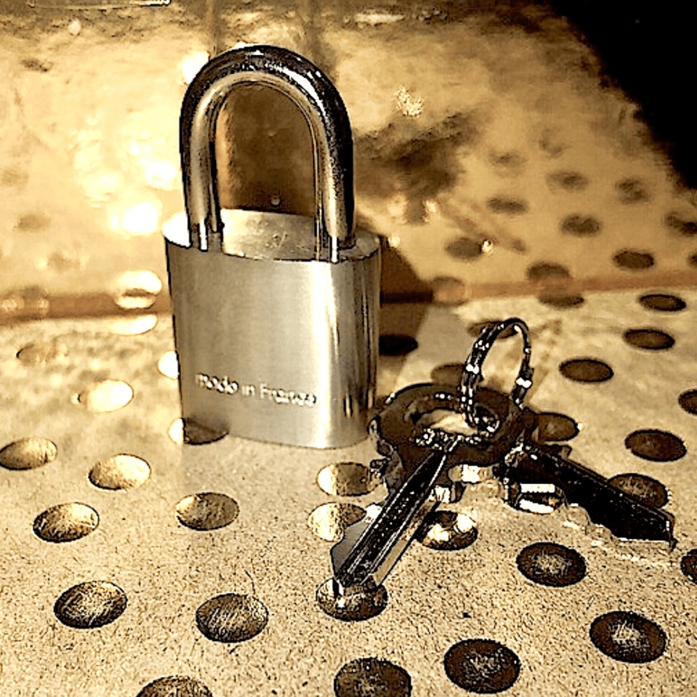 LOUIS VUITTON Silver Lock & 2 Keys Brushed Palladium Made In