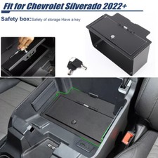 Console Vault Safe Box Key Lock Fit For Chevy Silverado GMC Sierra 2022+ Black