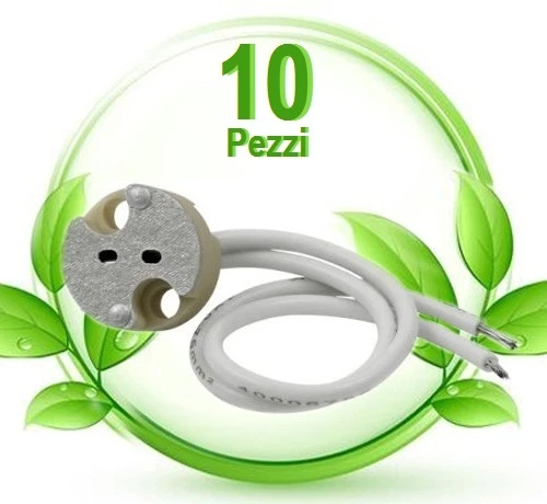 10 PORTALAMPADA MR16 GU5.3 ATTACCO in CERAMICA PORTA FARETTO LAMPADA