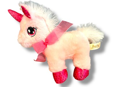 Plush Unicorn Stuffed Animal Pink with White Mane and Tail 7 '' Tall