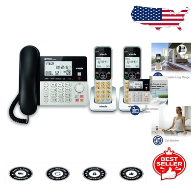 2-Handset Corded & Cordless Phone System - Digital Answering with Large Display
