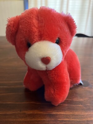 Vintage American Wego Plush Stuffed Teddy Bear 5  Red Heart Nose Made In Korea