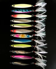 12PCS Metal Jig Jigging Spoon Lure Vertical Diamond Jig Long Casting Saltwater