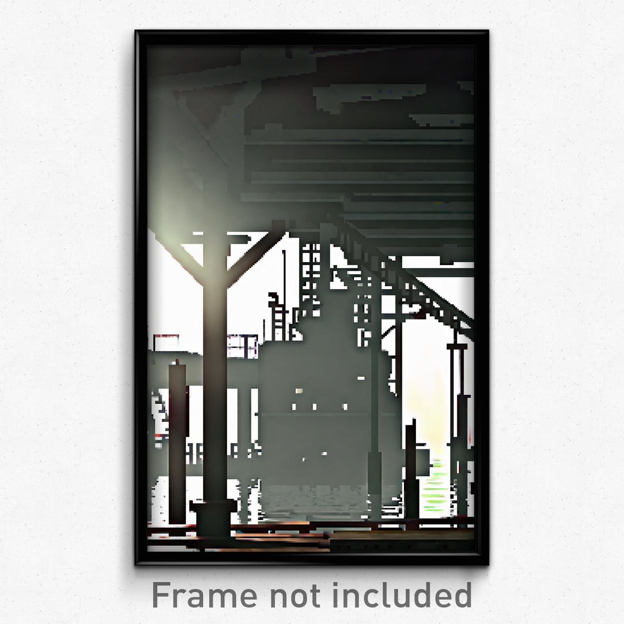 8-Bit Psychedelic Pixel Art Poster - Unkempt Shipyard Trippy Gamer Print