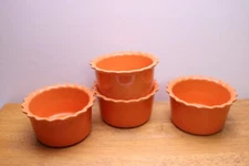 CHANTAL Orange Set of 4 Scalloped Rim Ramekin Baking Dishes 5 "