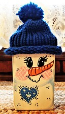 Distressed Rustic WOOD BLOCK SNOWMAN Shelf SITTER Winter Christmas Holiday Decor