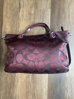 Coach Large Two Way Handle Burgundy/Maroon Handbag Shoulderbag