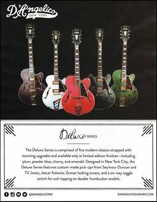 2017 D'Angelico Deluxe series electric guitar advertisement 8 x 11 ad print