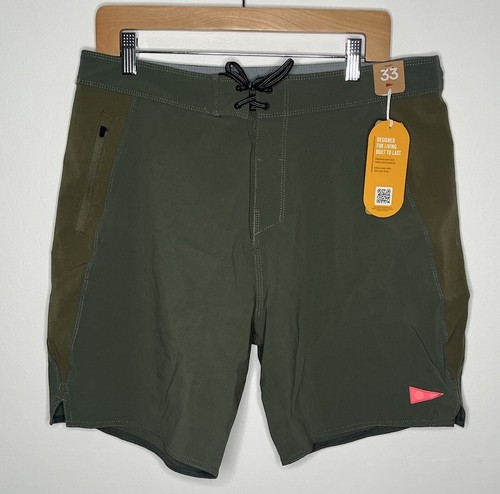 Florence Marine X Men's Size 33 Green Board Shorts New With Tag Polyester Blend