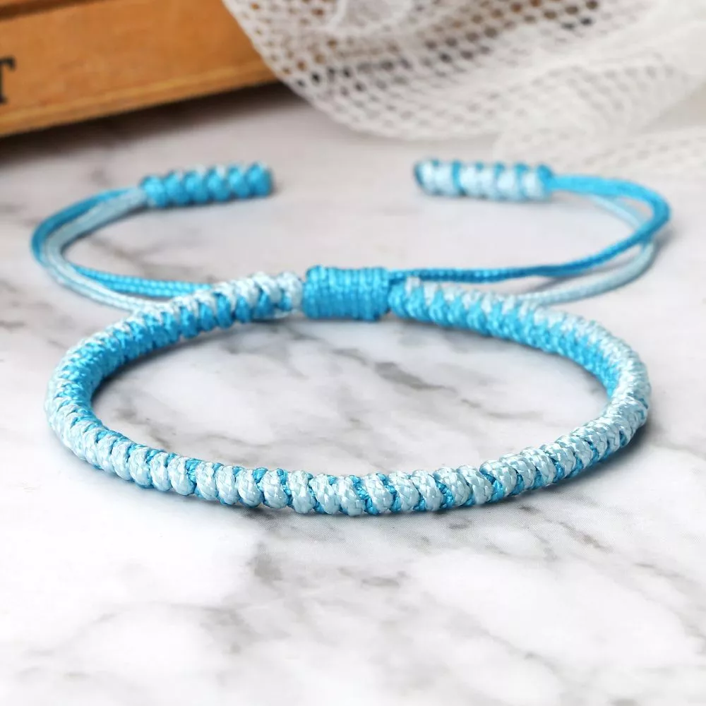 Blue Braided Bracelets - Woven Thread Tibetan Bracelet Men Adjustable  Bangles