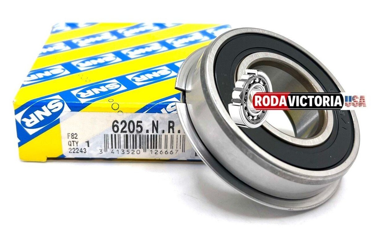 SNR 6205 2RS NR BALL BEARING, RUBBER SEALED + SNAP RING 25x52x15