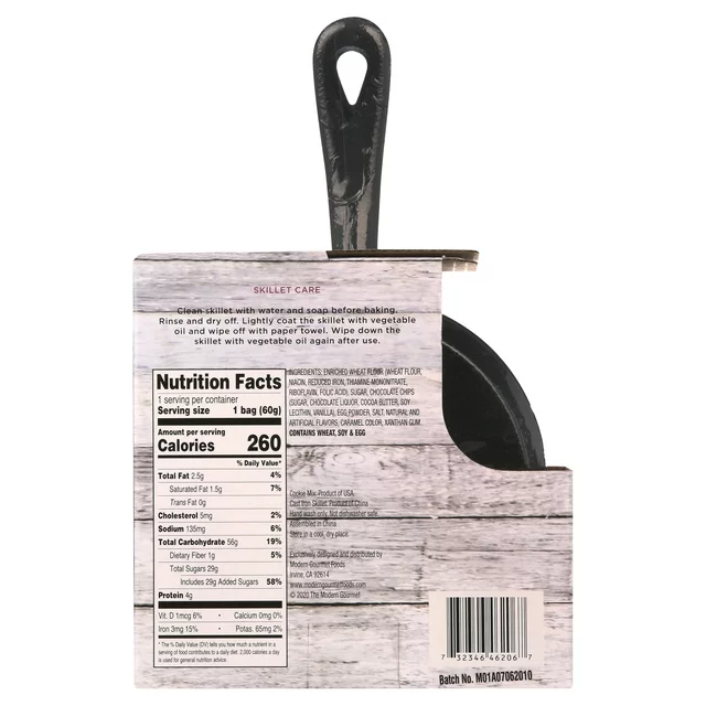 The Modern Gourmet Small Cast Iron Skillet Chocolate Chip Cookie Baking