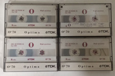 Lotto 4x TDK OPTIMA 2 70 TIPO 2 CROMO musicassette vergini cassette tape vintage