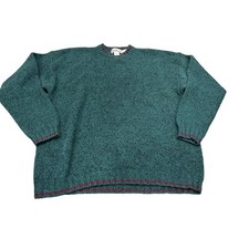 VTG Eddie Bauer Mens Size XL 100 Wool Forest Green Crew Neck Sweater Pullover