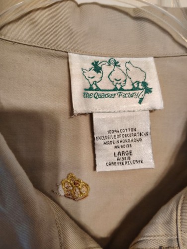 Quacker Factory Large Embroidered Cat Jacket, Khaki/Tan, Zip Front Embellished - Picture 4 of 6